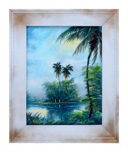 LEWIS Robert L,Florida Highwaymen backwaters landscape with trees and birds,Burchard US 2017-07-23