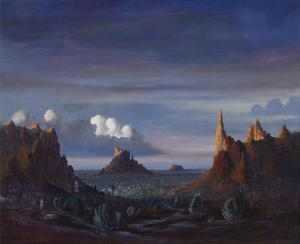 LEWIS Thomas L 1907-1978,Arizona Desert at Sunset,Santa Fe Art Auction US 2019-11-09