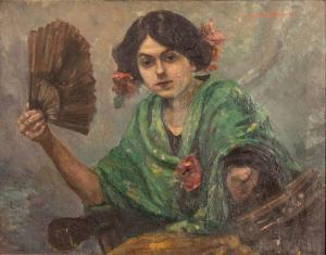 LEWISOHN Raphael 1863-1923,Jeune femme à l'éventail,Marambat-Camper FR 2022-12-07