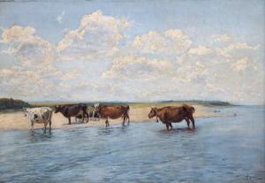LEWITAN Adoljeff Iljitsch 1859-1933,Landscape, river and cows,Matsa IL 2005-06-19