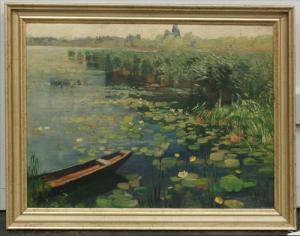 LEY Sophie 1859-1918,Uferlandschaft mit Seerosen,1910,Eppli Auktionen DE 2008-04-19