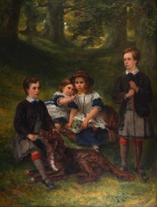 LEYDE Otto Theodore 1835-1897,Portrait of four children, one hol,1862,Bellmans Fine Art Auctioneers 2022-10-11