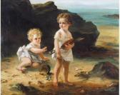 LEYDE Otto Theodore 1835-1897,Twee kinderen op het strand,1873,De Vuyst BE 2006-05-13