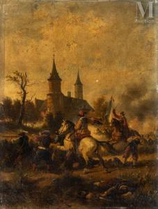 LEYS Henri,La défaite d'Alençon près du château du Brull deva,1859,Millon & Associés 2023-04-21