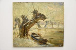 LEYSING Piet 1885-1933,Barque au bord de l'eau,Rops BE 2022-02-12