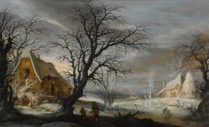 LEYTENS Gysbrecht 1586-1643,A winter landscape with figures, two peasants gath,Sotheby's 2021-07-08