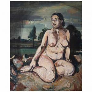 LEZAMA DANIEL 1968,Desnudo sentado en un paisaje,1997,Morton Subastas MX 2024-01-25