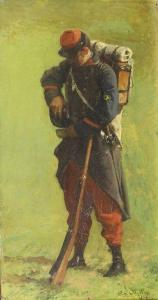 LHUILLIER Charles Marie,Portrait de soldat en pied,1879,Saint Germain en Laye encheres-F. Laurent 2018-11-11