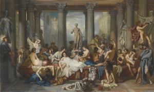 LIèVRE Edouard 1829-1886,LES ROMAINS DE LA DÉCADENCE, AFTER THOMAS COUTURE,1859,Sotheby's 2016-02-24