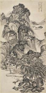 LI WU 1632-1718,Listening to the spring among Pine landscapes,Sotheby's GB 2021-10-12