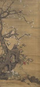 LI ZHOU 1675-1763,Birds and Flowering Plum Trees,1708,Hindman US 2012-09-17