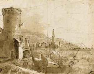 LIAGNO di Theodoro Filippo 1600-1600,View of a harbour with a tower,Christie's GB 2010-12-09