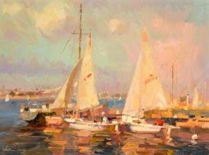 LIANG Calvin 1960,Afternoon Sailing at Newport Beach,Altermann Gallery US 2020-02-21