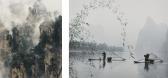 LIANG Li 1975,MOUNTAIN TIANZI OF CHINA AND FISHING IN SPRING FOG,Sotheby's GB 2015-10-05