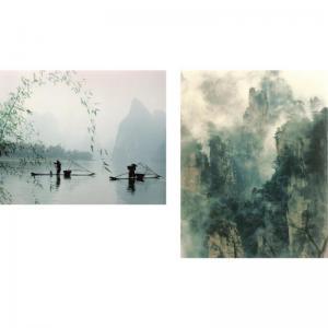 LIANG QINGFU Liang Chingfu,FISHING IN SPRING FOG AND MOUNTAIN TIANZI OF CHINA,Sotheby's 2007-03-21