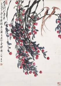 LIANGCHI Qi 1921-2003,Lychee and Ribbon-tailed Astrapia,1987,Christie's GB 2024-03-06