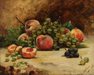 LIBERT Betzy 1859-1944,Still life with peaches and grapes,1885,Bruun Rasmussen DK 2021-11-01