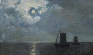LIBERT Georg Emil,A Danish marine with moonlight on sailing ships,Bruun Rasmussen 2017-06-12
