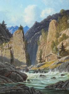 LIBERT Georg Emil,\“Fossen i Norge\”. (The waterfall in Norway),1846,Bruun Rasmussen 2024-02-26