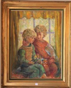 LIBROWICZ Katherine 1912-1991,Deux enfants près d'une fenêtre,Art Valorem FR 2020-10-28