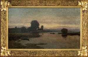 LICHT Hans 1876-1935,riverscape with boats and buildings in distance,Rogers Jones & Co GB 2024-04-10