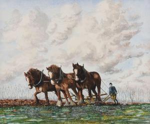 LIDDELL William F 1905-1927,THREE HORSES PLOUGHING,Ross's Auctioneers and values IE 2021-05-19