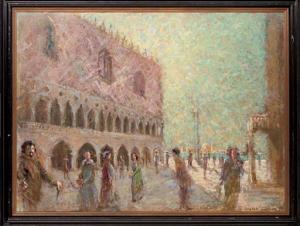 LIDMAN Torsten 1903,Figures in traditional costume, St. Mark's Square,,1952,Christie's GB 2007-08-22
