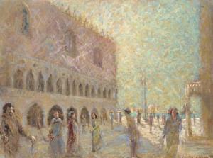 LIDMAN Torsten 1903,Figures in traditional costume, St Marks Square, V,1952,Christie's GB 2003-11-06