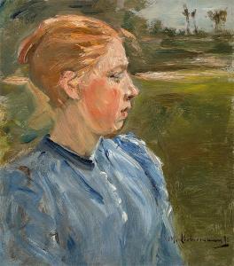 LIEBERMANN Max,Blaues Mädchen in Landschaft – Bauernmädchen,1890,Villa Grisebach 2015-11-26