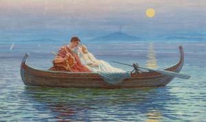 LIEBSCHER Karl 1851-1906,An Amorous Couple in Moonlight,Palais Dorotheum AT 2020-02-25