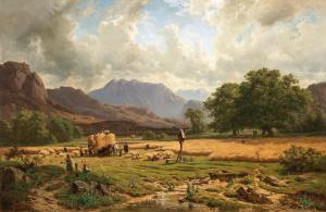 LIER Adolf 1826-1882,Grain Harvest in the Mountains,1857,Palais Dorotheum AT 2021-11-09