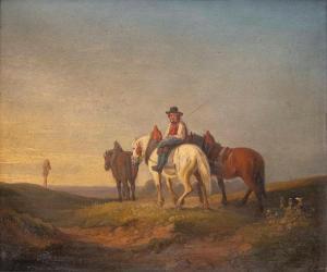 LIESKE Karl 1816-1878,Heimkehr vom Feld: Bauer mit seinen drei Pferden,Palais Dorotheum 2023-04-05