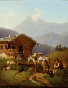 LIESKE Karl 1816-1878,Hochalpine Landschaft mit Berghütte,Zeller DE 2015-06-26