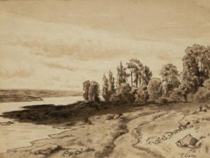 LIESTE Cornelis 1817-1861,By the riverbank,Venduehuis NL 2023-05-25