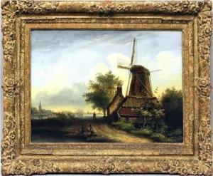 LIESTE Cornelis 1817-1861,Holländische Landschaft mit Windmühle,1855,Reiner Dannenberg DE 2020-06-18