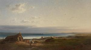 LIGETI Antal 1823-1890,Coastal scene with fisherman's hut,1884,Bonhams GB 2023-11-15