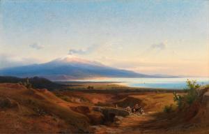 LIGETI Antal,Travellers in Catania, with Mount Etna in the Back,1870,Palais Dorotheum 2023-12-12
