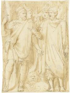 LIGORIO Pirro 1513-1583,Quatre soldats romains avec à leurs pieds, un lion,Christie's GB 2005-03-17
