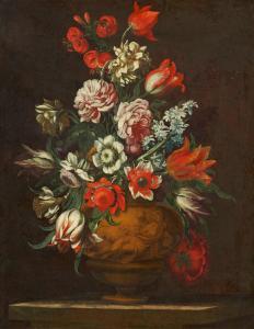 LIGOZZI Bartolomeo 1630-1695,Flower Still Life in a Sculptured Vase,Van Ham DE 2023-05-15