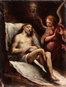 LIGOZZI Jacopo, Giacomo,Cristo deposto nel sepolcro e pianto da un angelo,1615,Finarte 2007-05-16