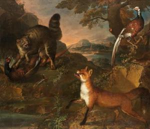 LIHL Heinrich 1690-1756,A wild cat with a pheasant and a fox in a landscape,Bonhams GB 2019-10-23