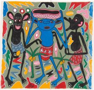 LILANGA GEORGE 1934-2005,Umebeba nini? Tunataka tukusaidie mzee,1996,ArteSegno IT 2017-12-02