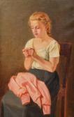 LILJELUND Arvid 1844-1899,A SEWING GIRL,1898,Bukowskis SE 2012-12-12