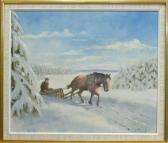 LILJENBERG Walter 1900-1900,Vagnssläde med hästar,Auktionskompaniet SE 2008-03-09
