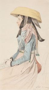 LILL Carl Alexander 1807-1879,Junge Frau in Vierländer Tracht,1846,Kastern DE 2021-11-12