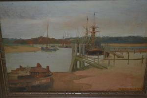 LILLEY Albert E.V 1868-1954,boats moored in an estuary,Lawrences of Bletchingley GB 2019-07-23