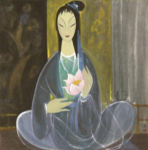 LIN FENGMIAN 1900-1991,Lady holding Lotus,Christie's GB 2013-11-24