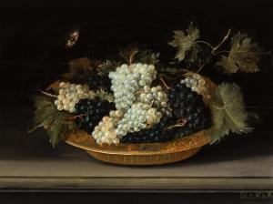 LINARD Jacques,Still life with black and green grapes in a gilded,1631,Sotheby's 2024-04-10