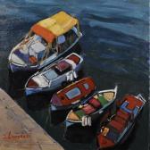 LINARDAKI Zina 1959,"Bapkes", Boats Moored in a Harbour,John Nicholson GB 2019-06-26