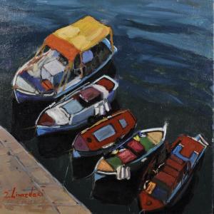 LINARDAKI Zina 1959,"Bapkes", Boats Moored in a Harbour,John Nicholson GB 2019-06-26